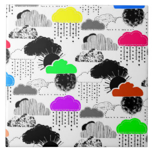 Carreau Mignons nuages colorés motif