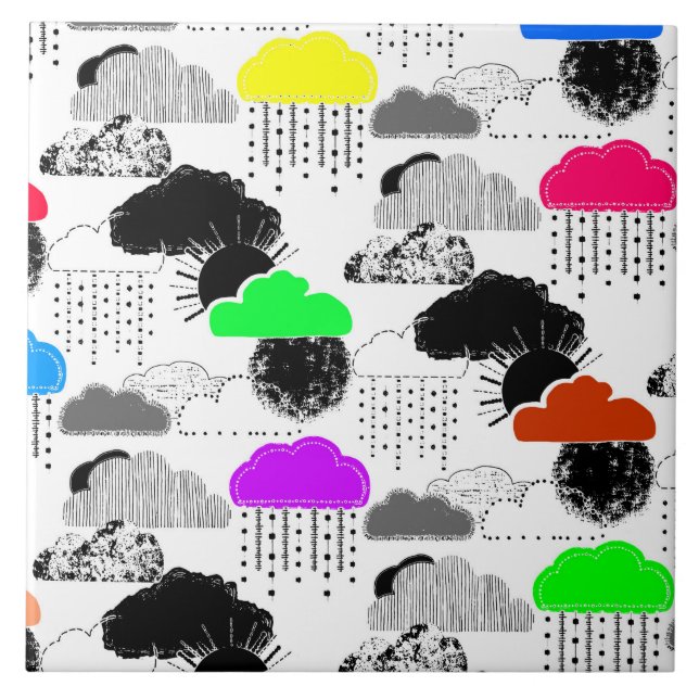 Carreau Mignons nuages colorés motif (Devant)