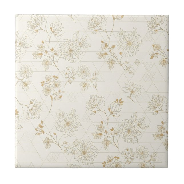 Carreau Minimal Botanical Line Art Pattern (1) (Devant)