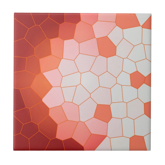 Carreau Minimalisme Art Abstrait Corail Rouge Blanc Cellul (Devant)