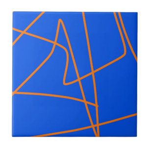 Carreau Minimalisme Art Abstrait Pastel Orange Bleu