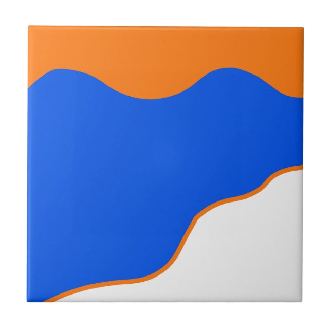 Carreau Minimalisme Art Abstrait Pastel Orange Bleu (Devant)