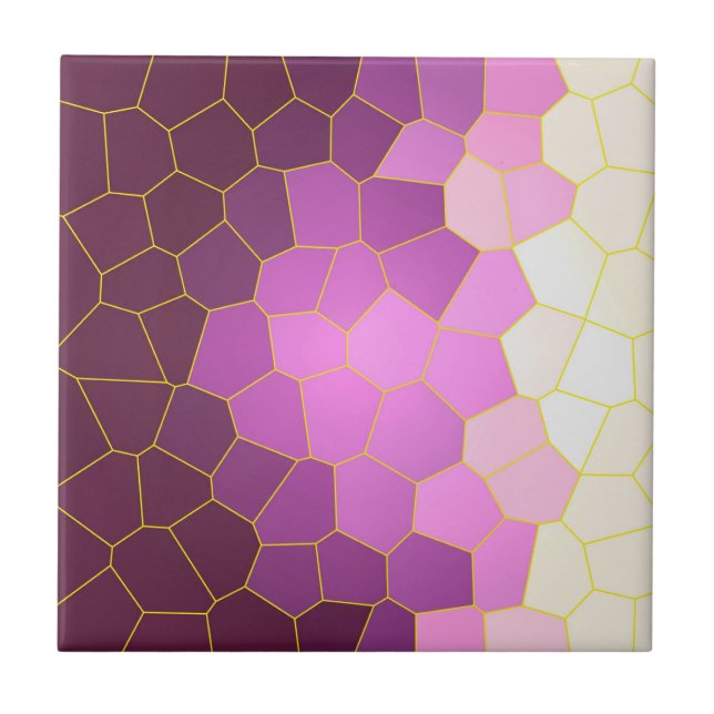 Carreau Minimalisme Art Abstrait Violet Rose Cellules Blan (Devant)