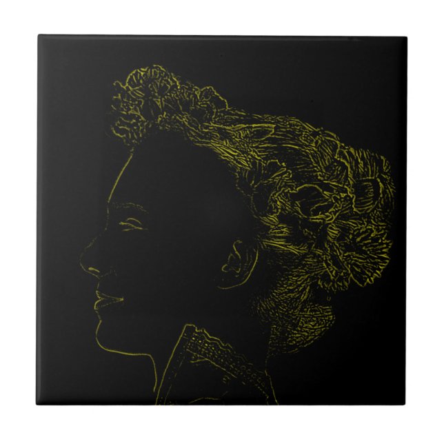 Carreau Minimalisme Dessin Dessin La Tête De La Dame (Devant)