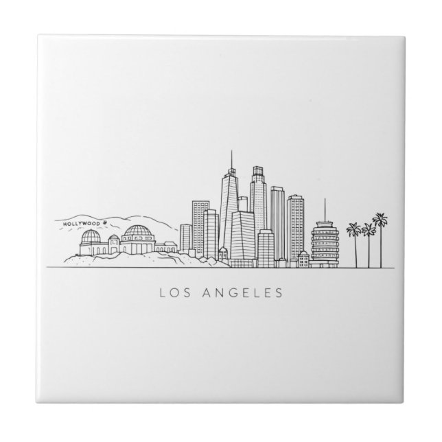 Carreau Minimalist Los Angeles Skyline Illustration (Devant)