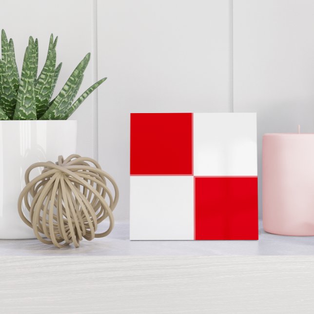 Carreau Minimaliste croate rouge blanc géométrique (Créateur téléchargé)