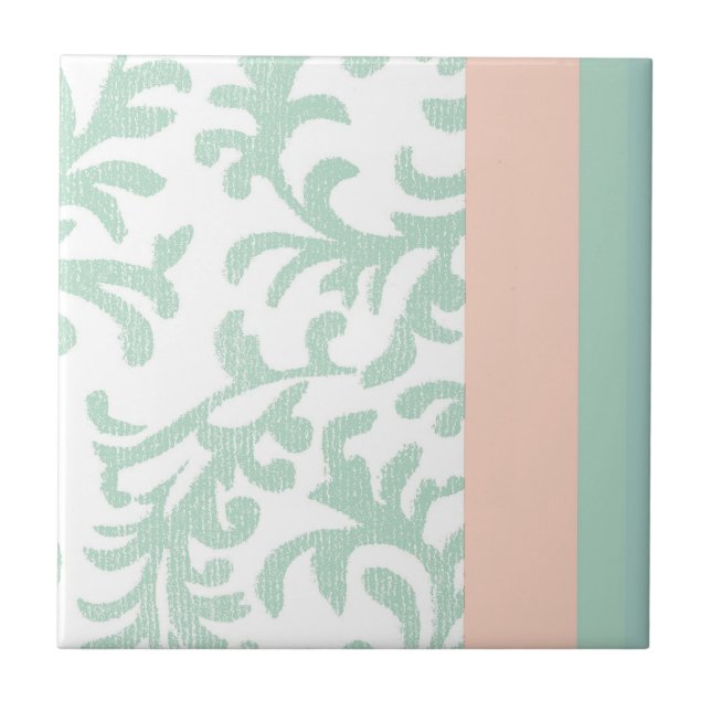 Carreau Mint Green et Peach Pink Florent Pattern (Devant)