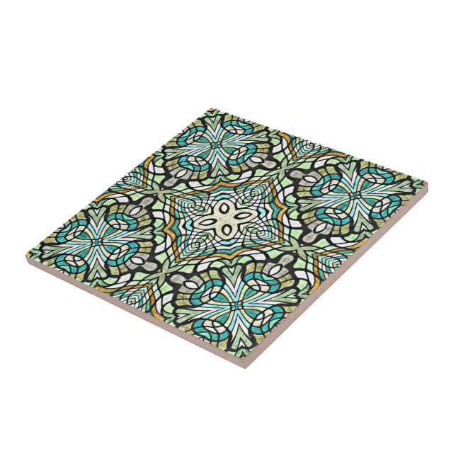 Carreau Mint Green Turquoise Retro Nouveau Déco Motif (Côté)