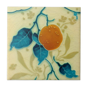 Carreau Minton Orange Fruit Branch Majolica c1900 Repro