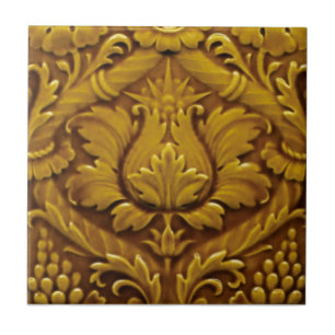 Carreau Minton Victorian Faux Relief Antique Gold Repro
