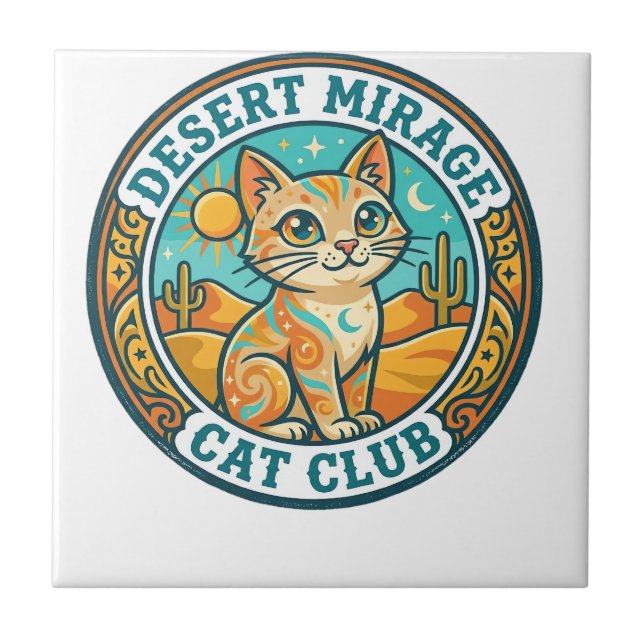 Carreau Mirage du désert Chat Idée cadeau pour maman de ch (Devant)