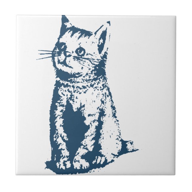 Carreau Miscellaneous - Blue Vintage: Cat (Devant)