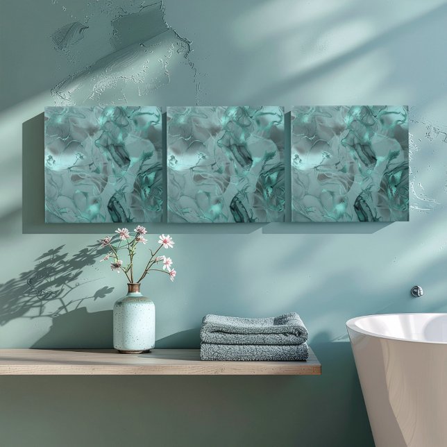 Carreau Misty Marble Abstract Pattern Dark Teal ID705a (Créateur téléchargé)