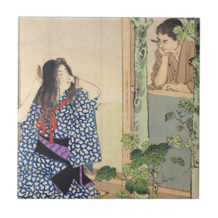 Carreau Mizuno Toshikata, Bijin se coiffant vintage japon