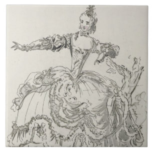 Carreau Mlle Puvigne comme statue vivante, dans Pigmalion,