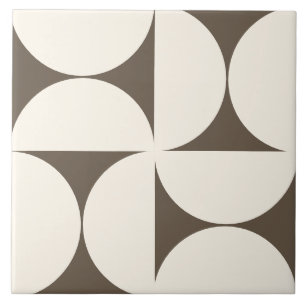 Carreau Mocha Brown Moderne Semi cercles géométriques Carr