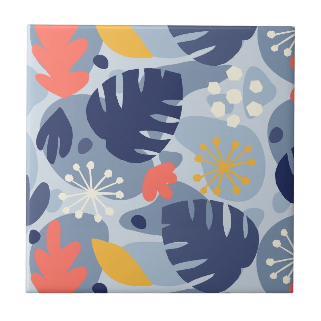 Carreau Mod Feuille Monstera Abstrait Hawaiien Tropical -B (Devant)