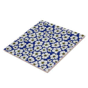 Carreau Mod Fleurs Sauvages Bleues Et Blanches 
