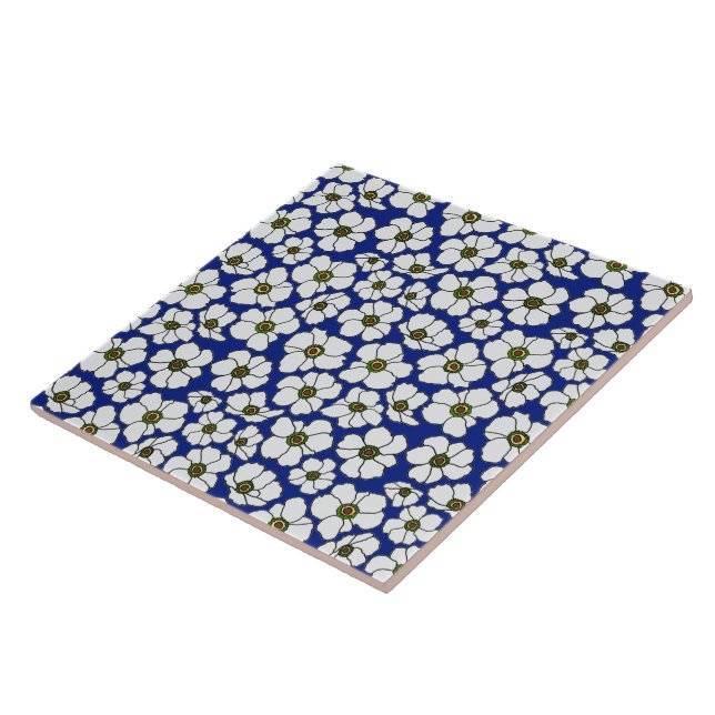 Carreau Mod Fleurs Sauvages Bleues Et Blanches  (Côté)