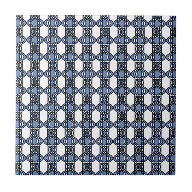 Carreau Mod Retro Blue Abstrait Scarab Motif (Devant)