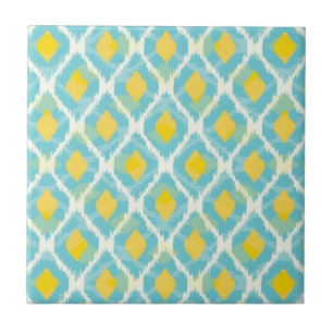 Carreau Mode jaune bleue d'ikat tribal moderne