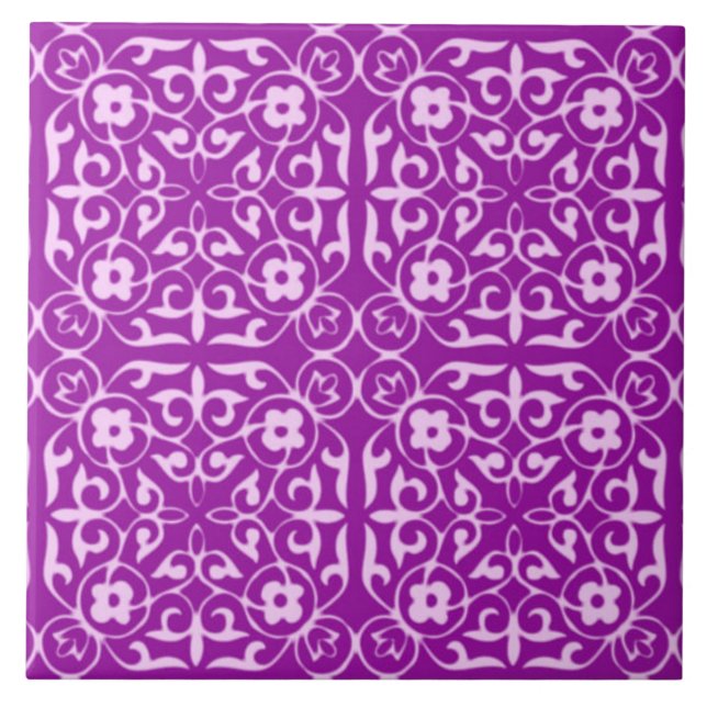 Carreau Modèle Damask médiéval, améthyste violet (Devant)