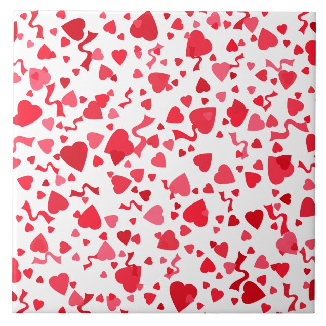 Carreau Modèle de cœurs en confettis rouges (Devant)