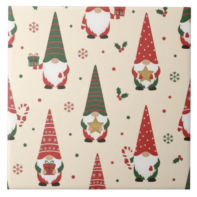 Carreau Modèle de fête de gnome de Noël (Devant)