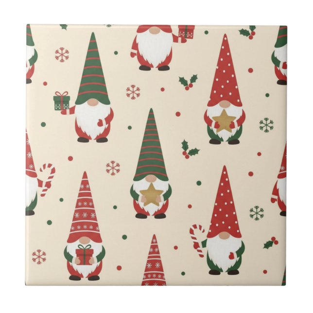 Carreau Modèle de fête de gnome de Noël (Devant)