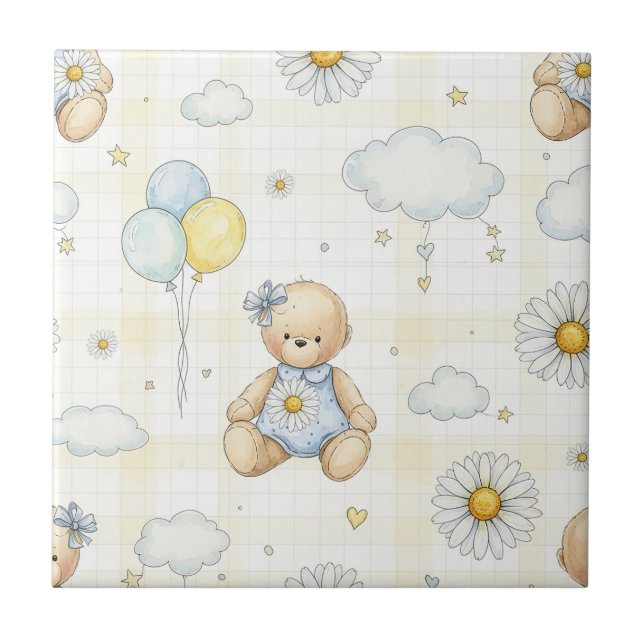 Carreau Modèle de jardin de marguerites Ourson (6) (Devant)