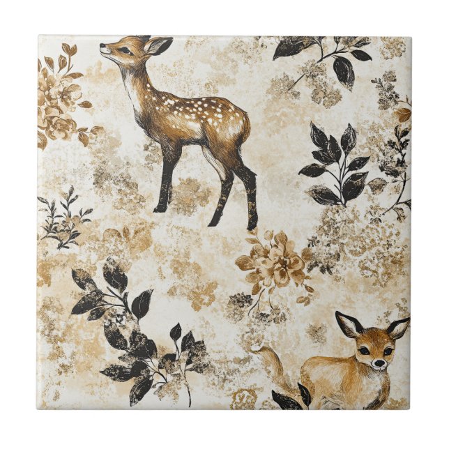 Carreau Modèle de nurserie Fawn Woodland (Devant)