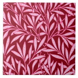 Carreau Modèle de saule William Morris, bordeaux et rose