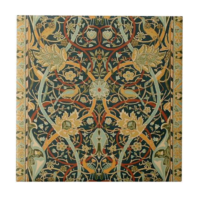 Carreau Modèle de tapisserie forestière de William Morris  (Devant)