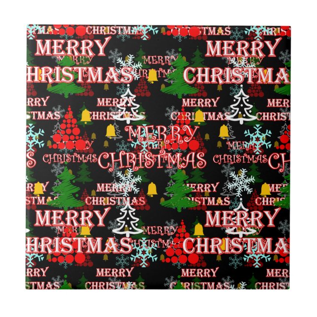 Carreau Modèle de texte décoratif Joyeux Noël  (Devant)