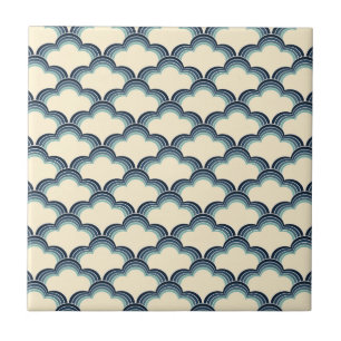 Carreau Modèle de vagues de style rétro bleu
