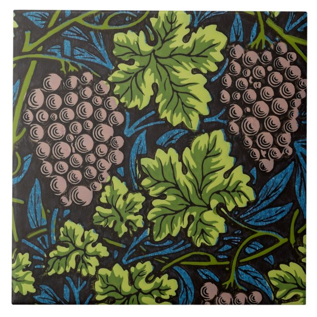 Carreau Modèle de vigne de raisin noir sans couture de Wil (Devant)