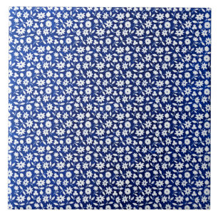 Carreau Modèle floral bleu marine et blanc