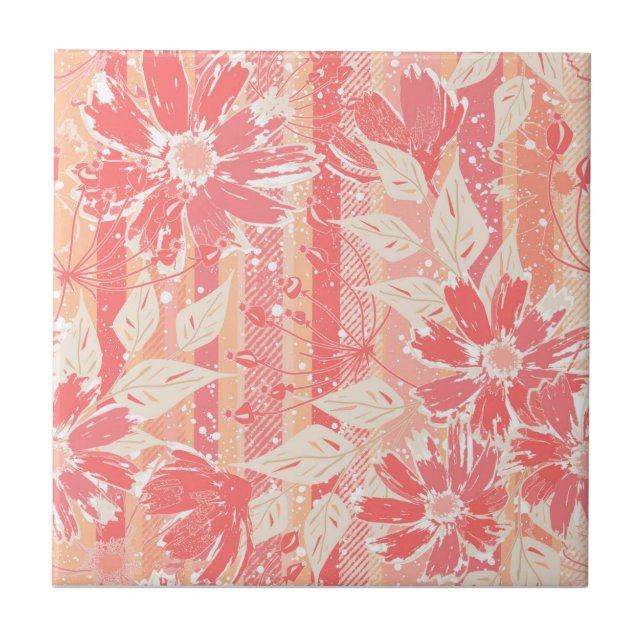 Carreau Modèle floral dans les teintes pêche à la mode (Devant)