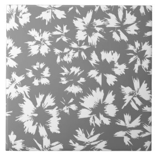 Carreau Modèle floral gris et blanc élégant