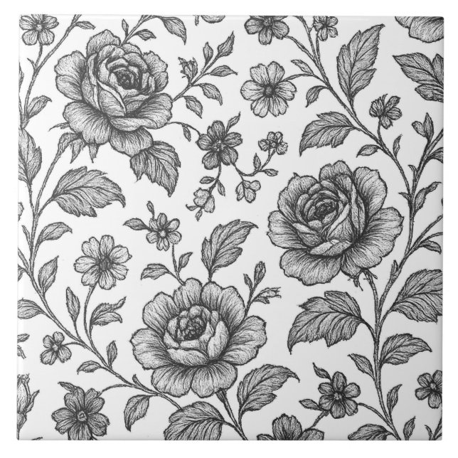 Carreau Modèle Floral Rose vintage (Devant)