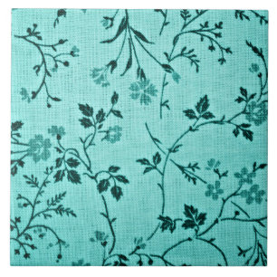 Carreau Modèle floral turquoise