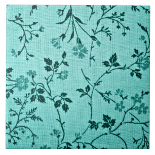 Carreau Modèle Floral Turquoise bleu