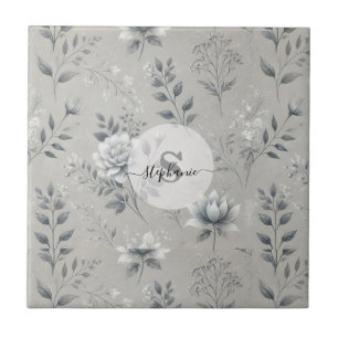 Carreau Modèle floral vintage sur Arrière - plan gris rust