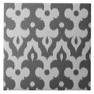 Carreau Modèle marocain Ikat Damask, nuances de gris