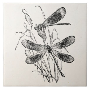 Carreau Modèle personnalisé par libellule vintage de