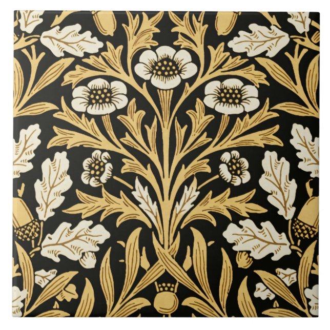 Carreau Modèle William Morris Vintage Or Chêne Noir (Devant)