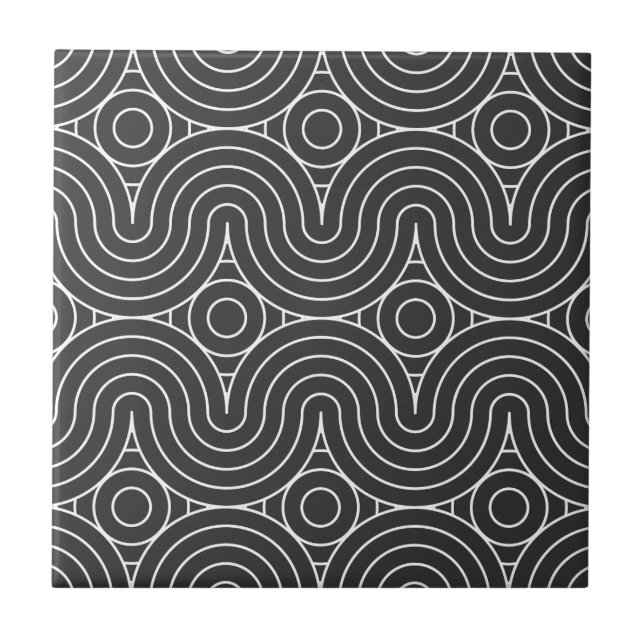 Carreau Modern Black and White Abstract Pattern Design (Devant)