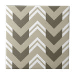 Carreau Modern Brown, Beige, White Chevron Pattern<br><div class="desc">Ceramic tile featuring zig zag chevron pattern in brown,  beige and white color scheme.</div>