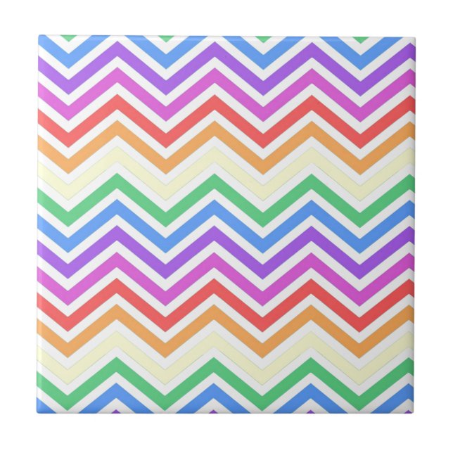 Carreau Modern, cool, trendy colorful rainbow chevron (Devant)