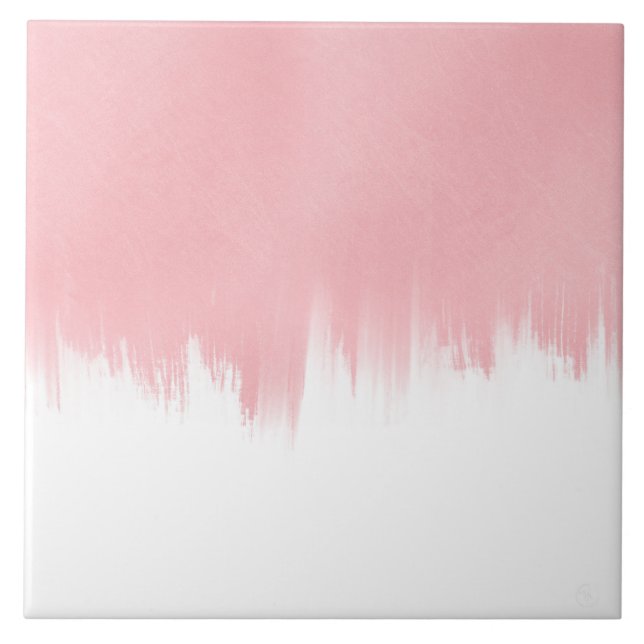 Carreau Modern Pink Brush strokes white Design (Devant)